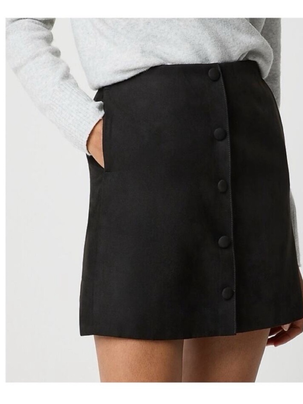 J. Crew Faux-Suede Button-Front A-line Skirt
